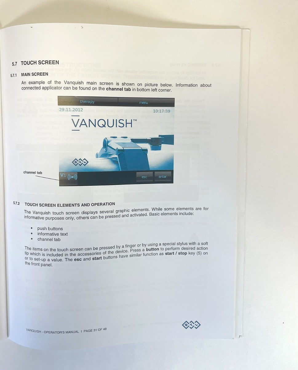 BTL, Vanquish Operator's Manual, 713-80MANUS103