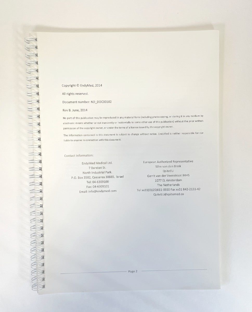 ENDYMED The 3DEEP Company - Guidelines for the EndyMed PRO User Manual