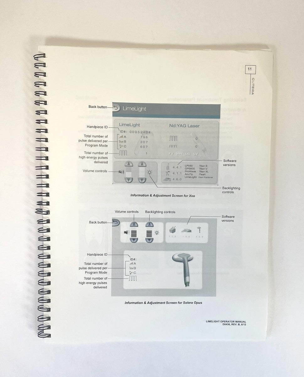 CUTERA, LIMELIGHT OPERATOR MANUAL, P/N: D0436, REV. B JUNE 2013
