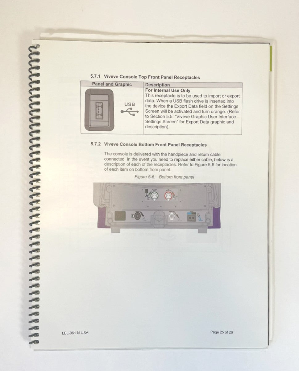 Viveve System, Technical User’s Manual, P/N: LBL-061.N USA