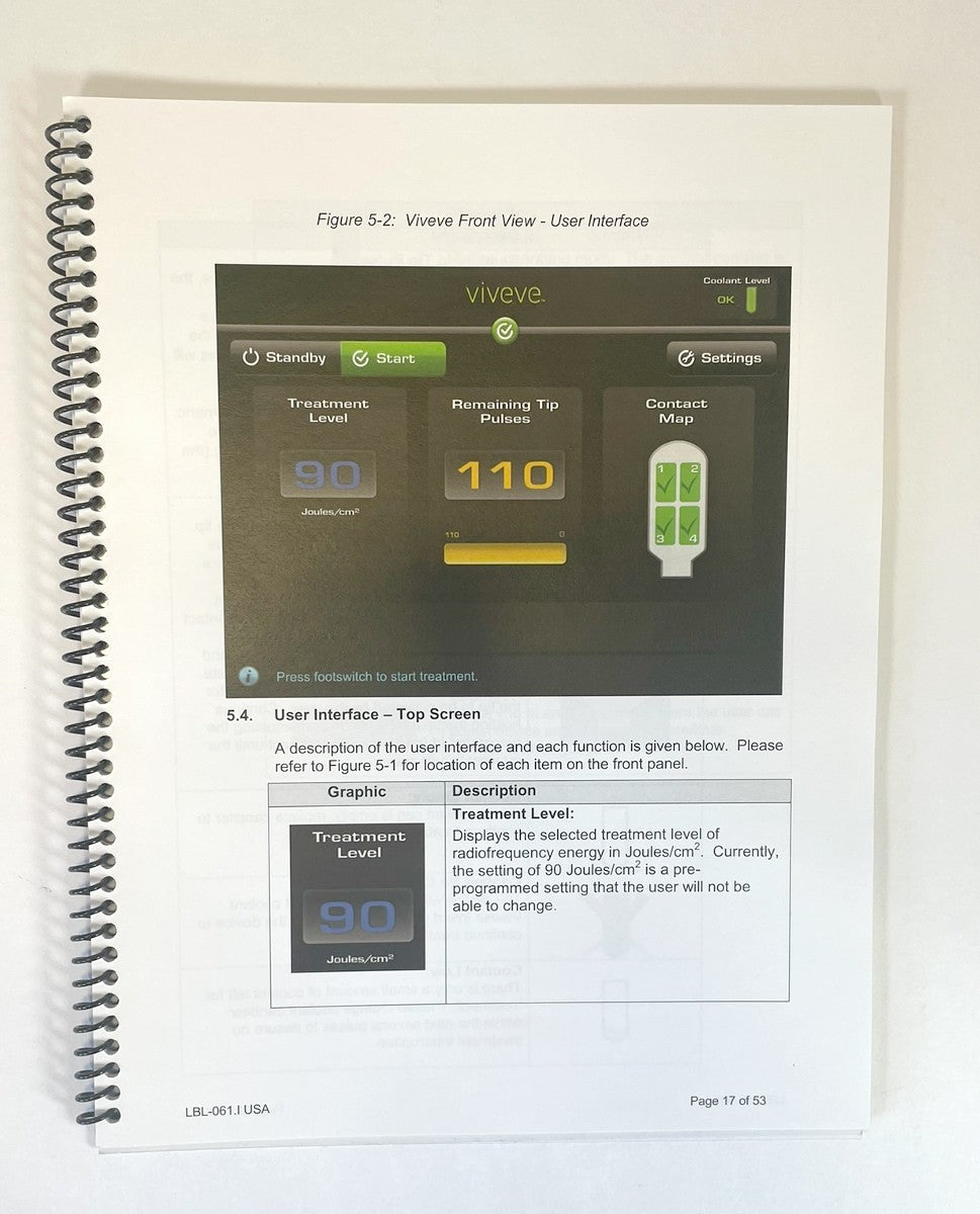 Viveve System, Technical User’s Manual, P/N: LBL-061.I USA
