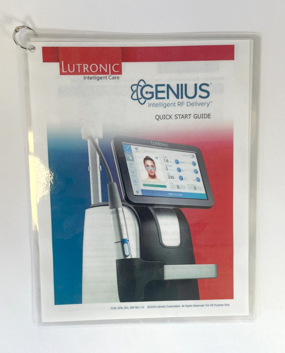 2019 Lutronic Genius RF Microneedling Quick Start Guide Reference Manual