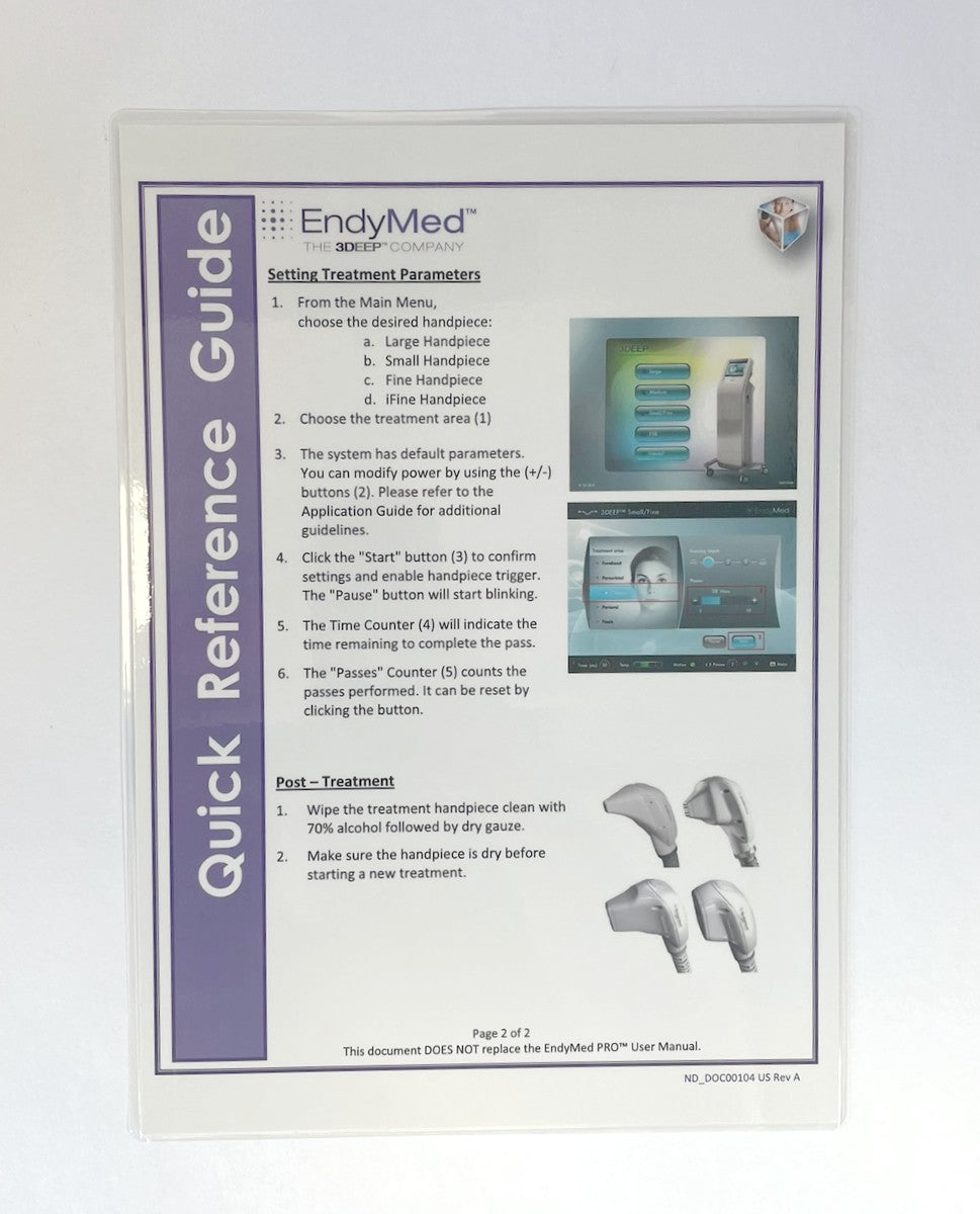 EndyMed Quick Reference Guide DOC000104 US Rev. A