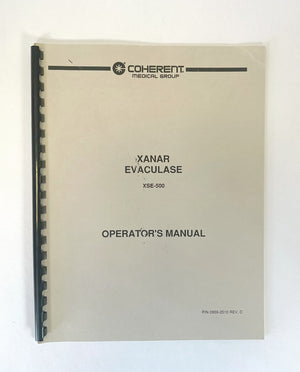 COHERENT MEDICAL GROUP XANAR EVACULASE XSE-500 OPERATOR’S MANUAL 0900-2510 REV. D