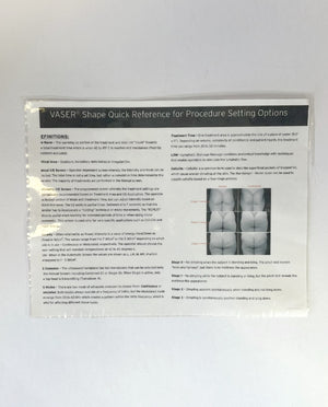 VASER Shape Quick Reference For Procedure Setting Options