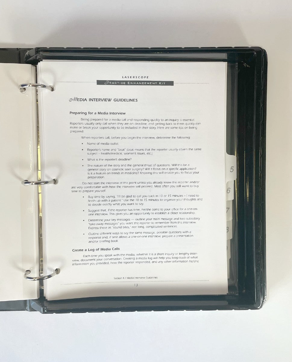 Laserscope The Art Of Aesthetic Surgery Practice Enhancement Kit 0117-611 D Rev.C