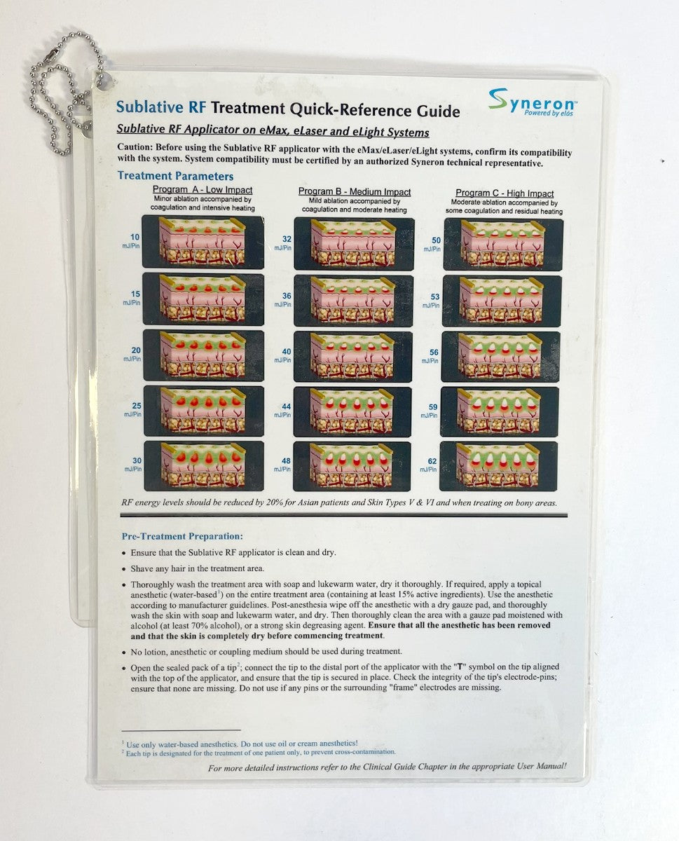 Syneron, Sublative RF Treatment Quick-Reference Guide