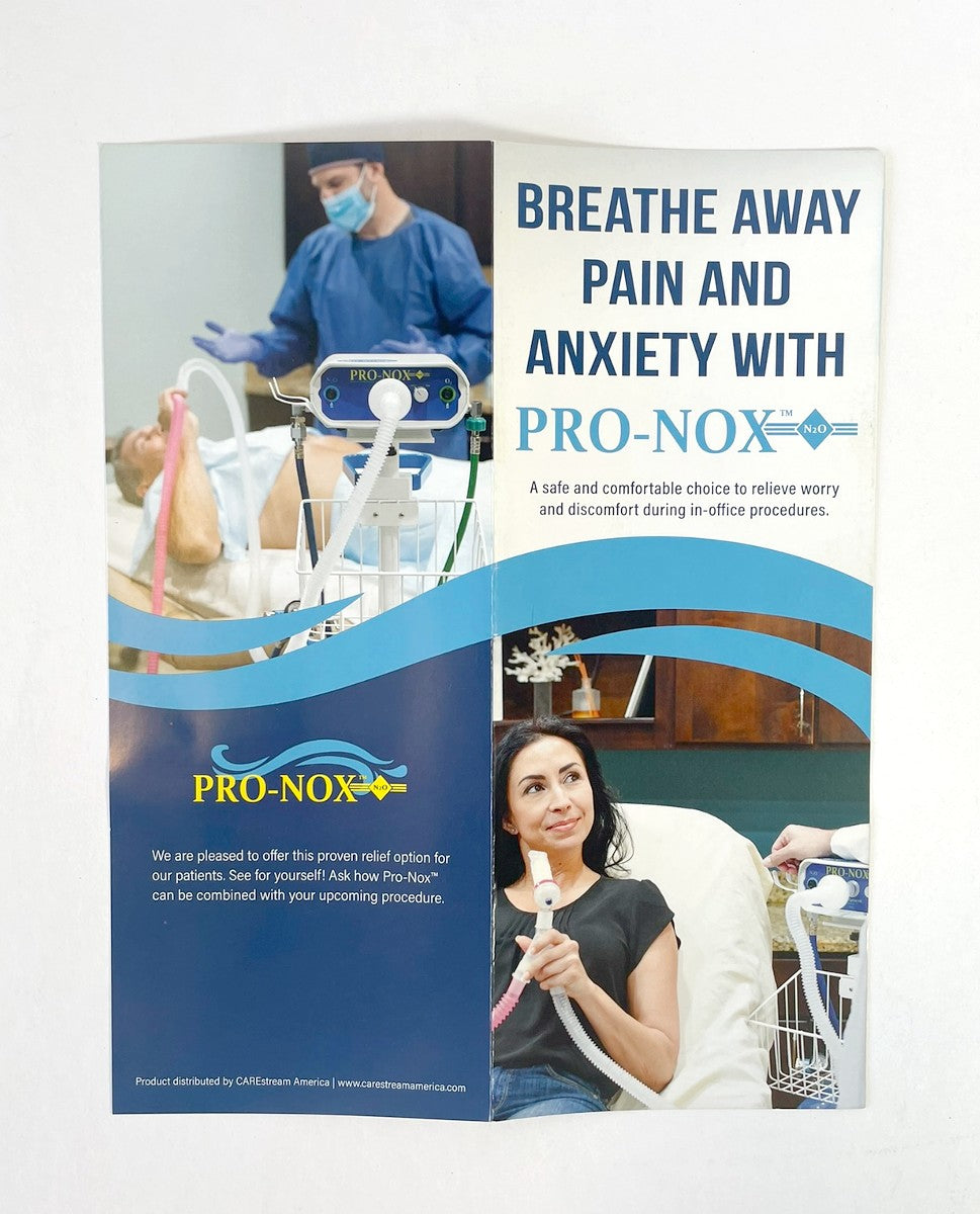 PRO-NOX "Breathe Away Pain & Anxiety" Office Patient Brochure Pamphlet x25 Pcs