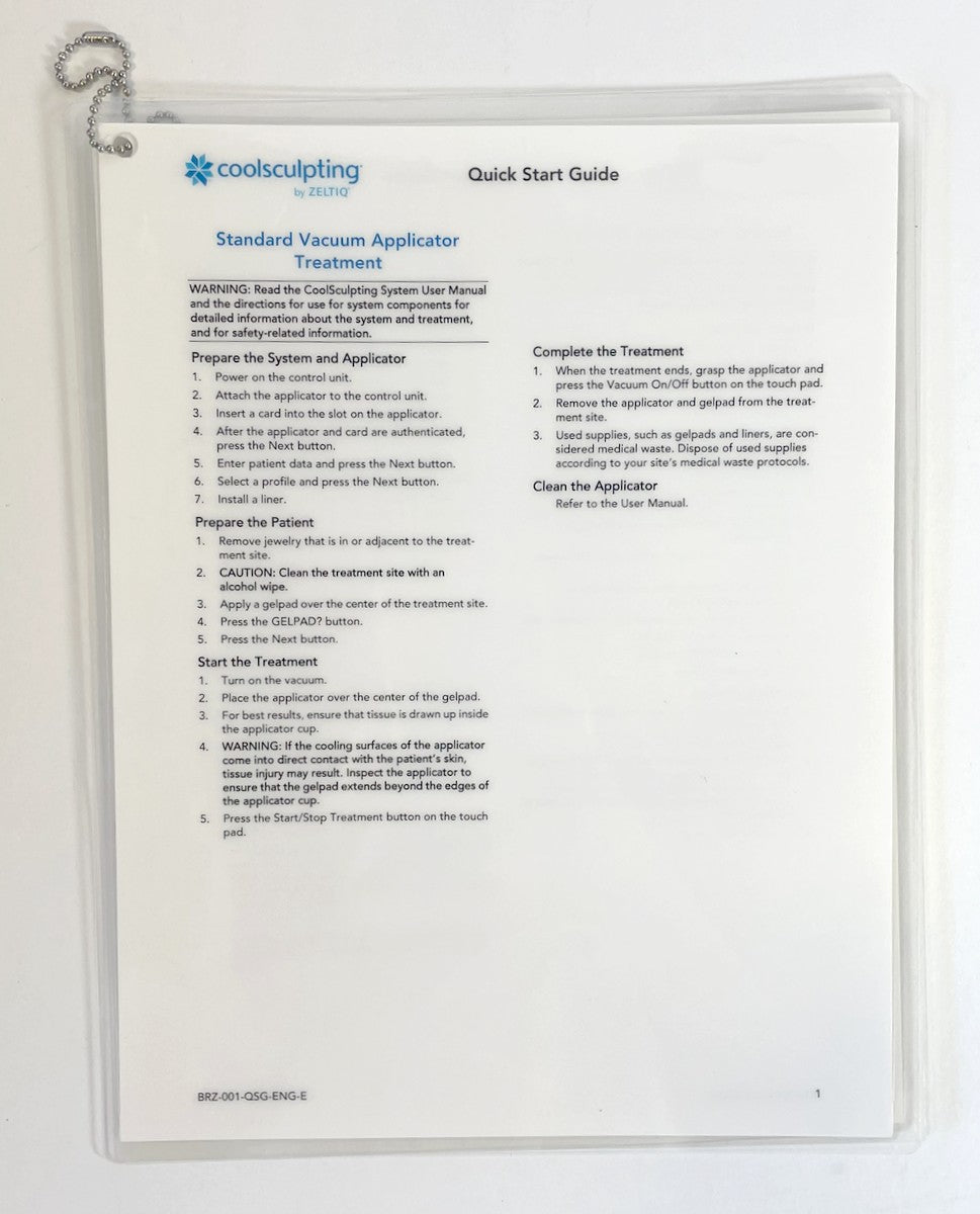 Zeltiq CoolSculpting Quick Start Guide Surface Applicator Treatment