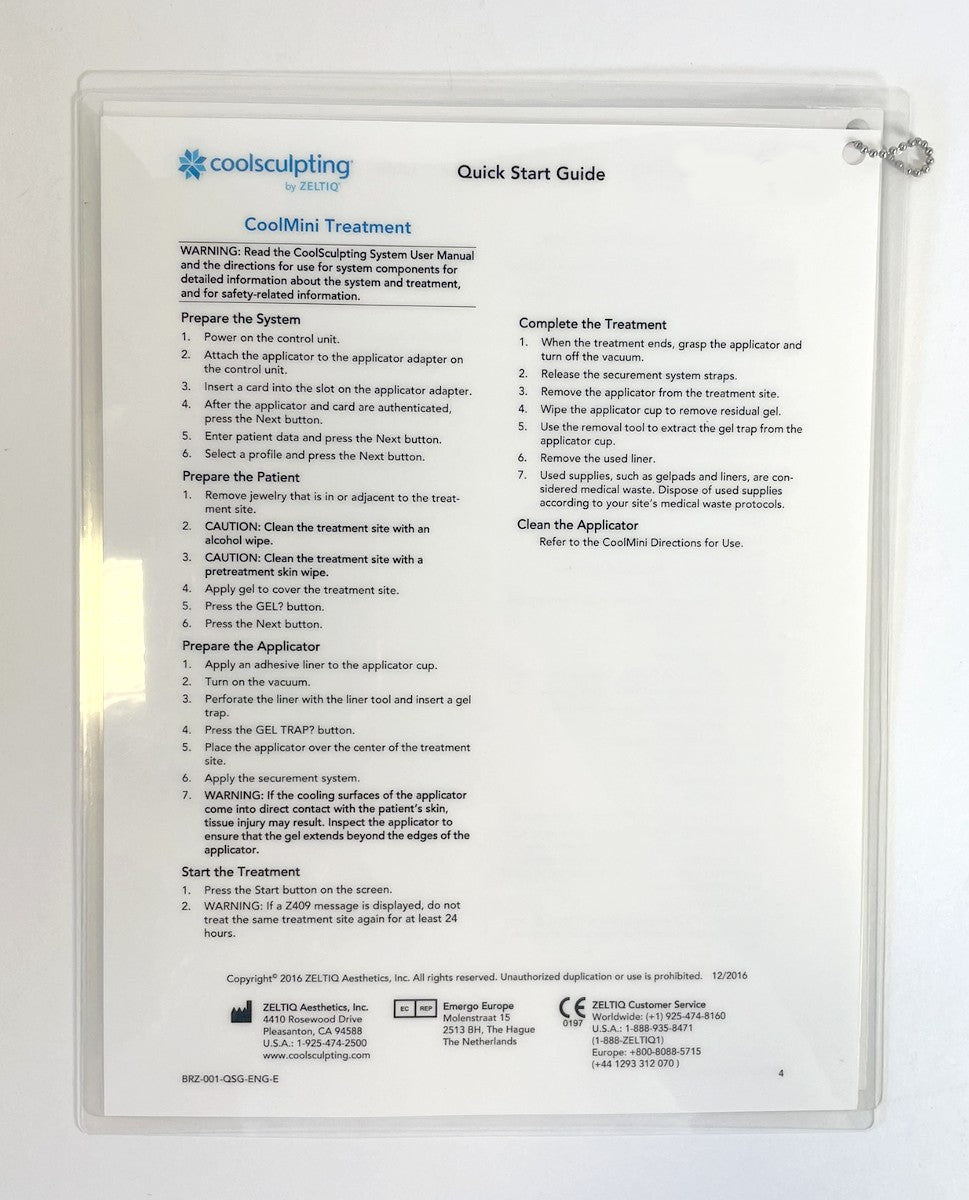 Zeltiq CoolSculpting Quick Start Guide Surface Applicator Treatment