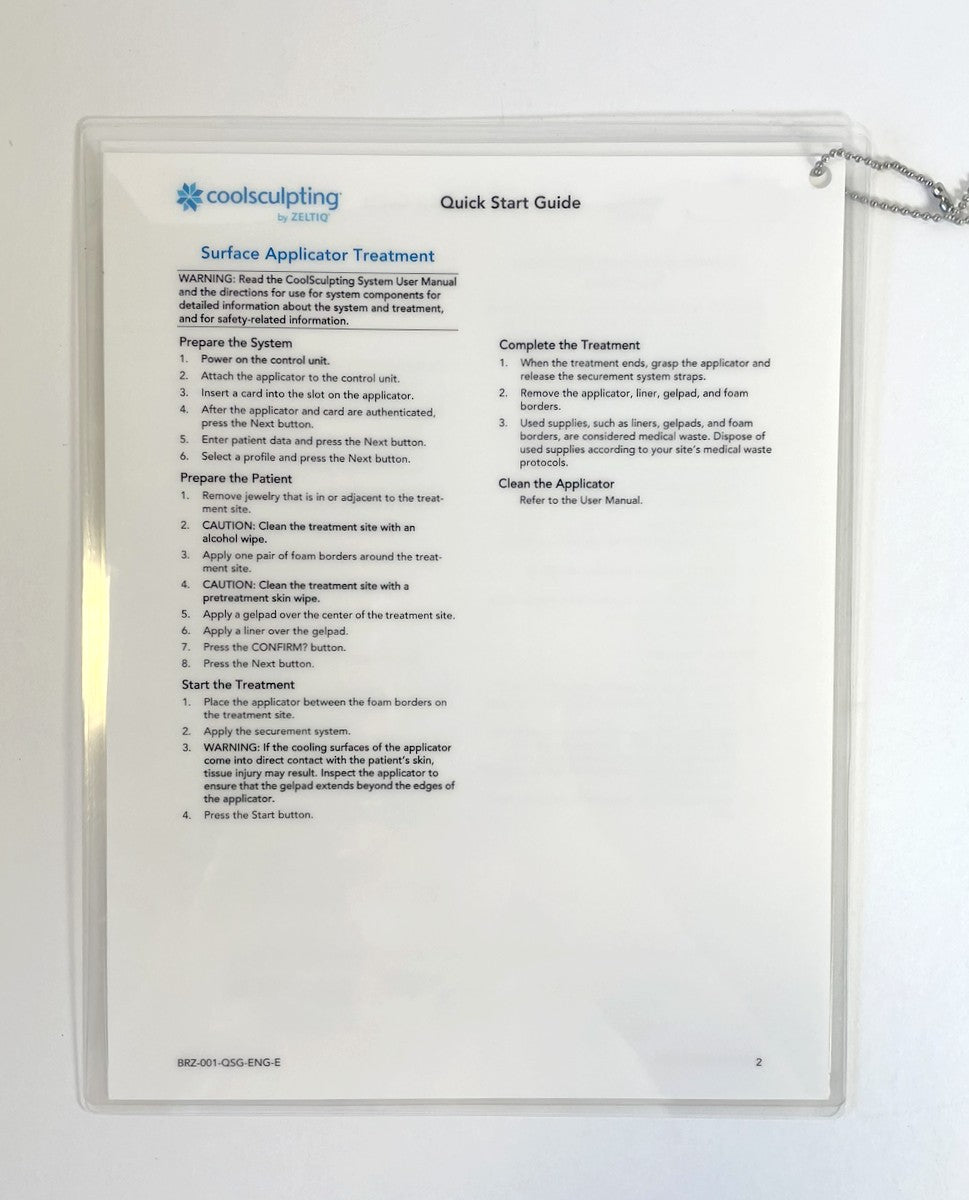 Zeltiq CoolSculpting Quick Start Guide Surface Applicator Treatment
