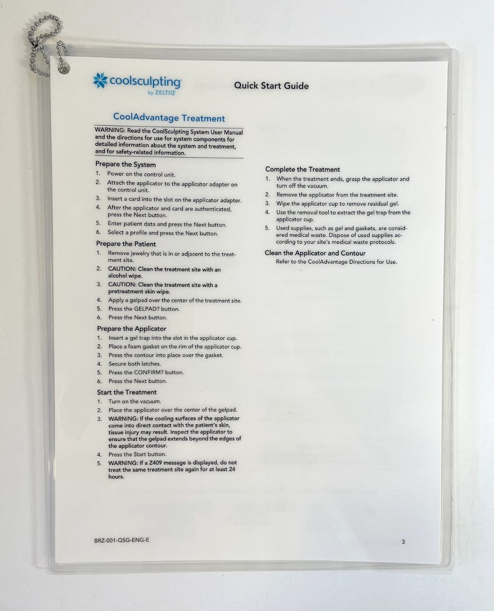 Zeltiq CoolSculpting Quick Start Guide Surface Applicator Treatment