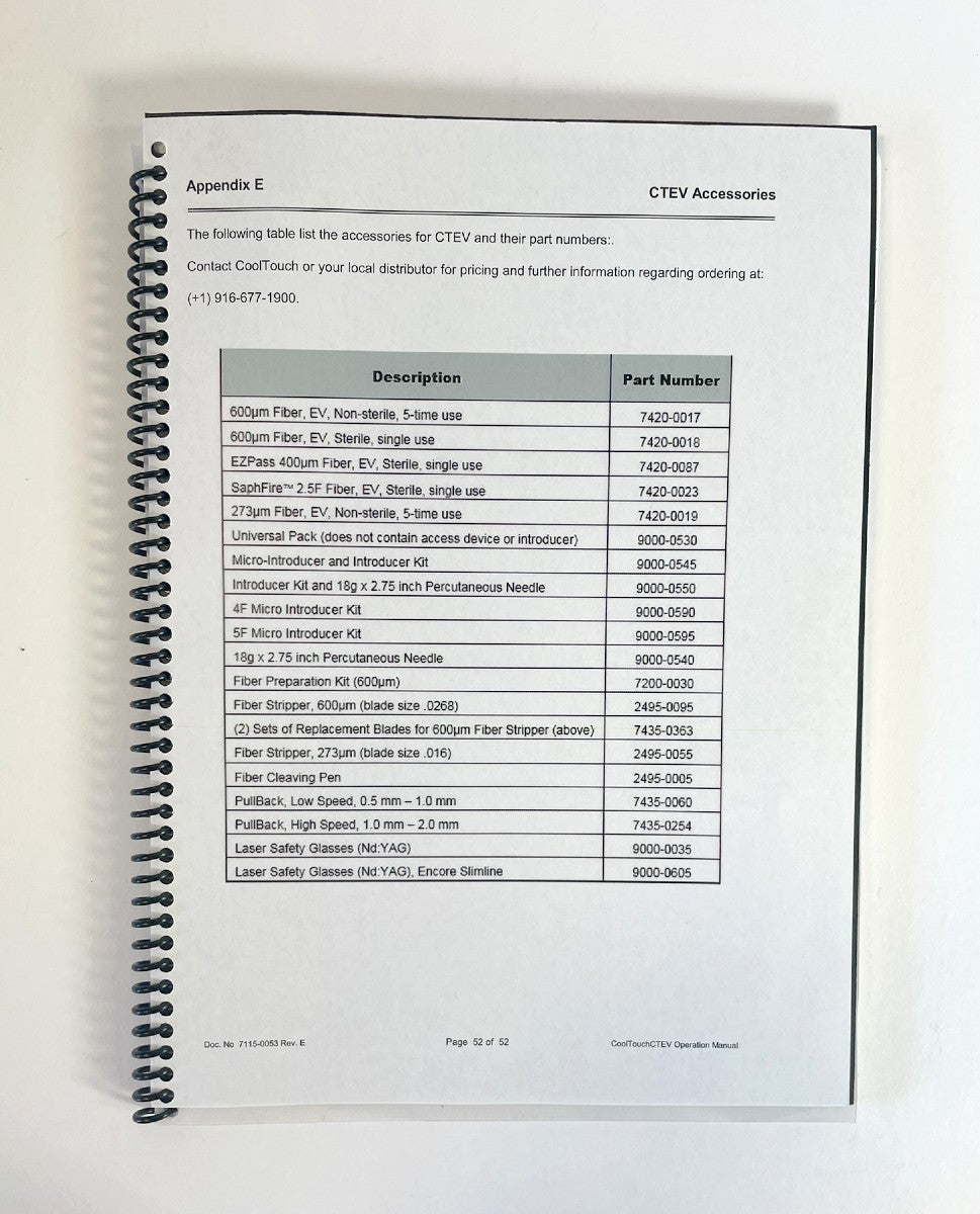 CoolTouch CTEV 15W Operation User Manual 7115-0053 Rev. E