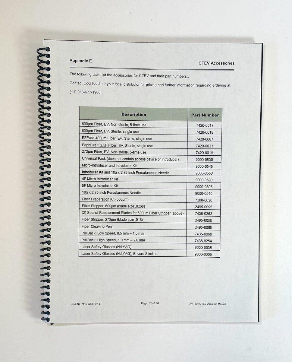 CoolTouch CTEV 15W Operation Manual 7115-0053 Rev. E 1