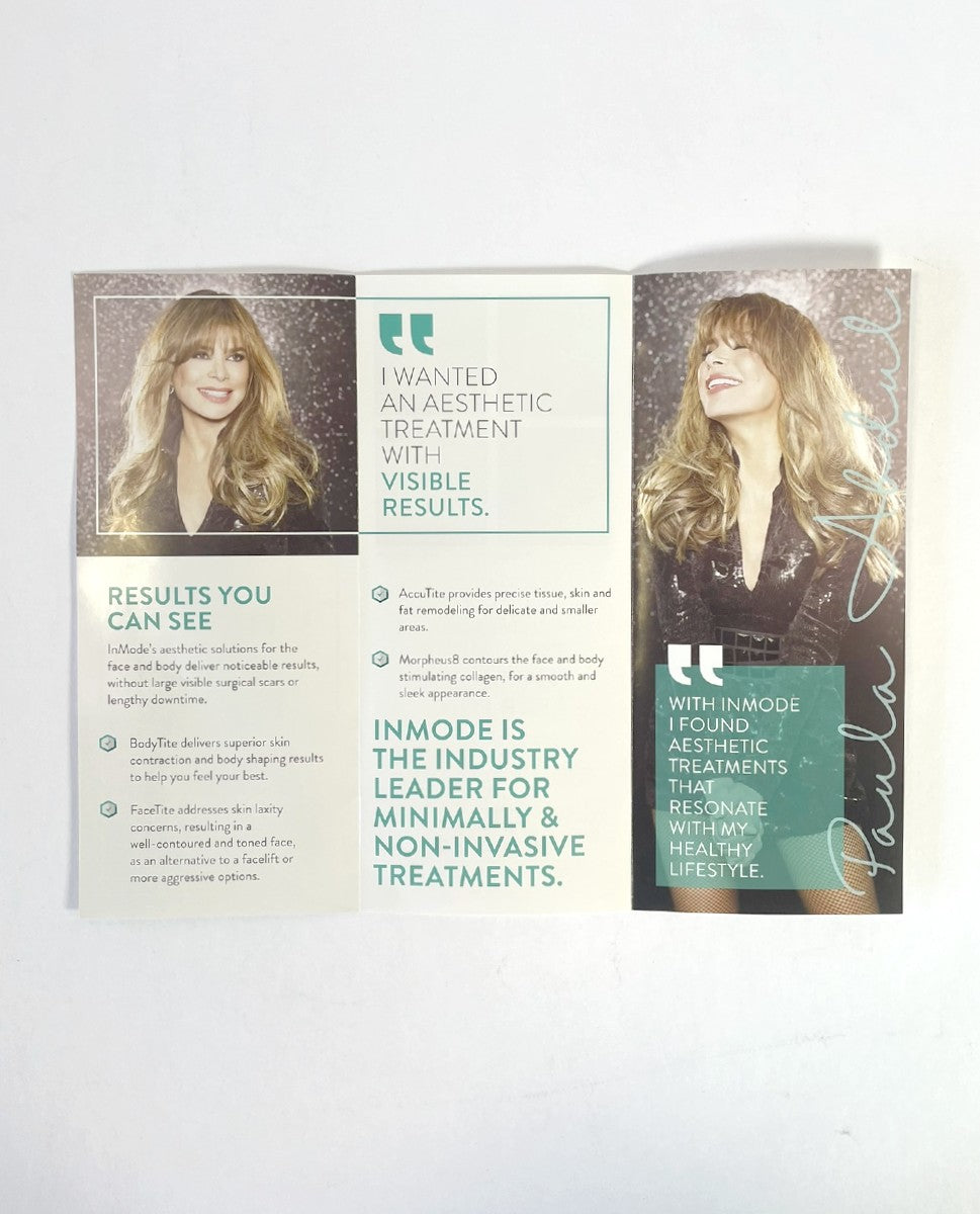 INMODE Paula Abdul TREATMENT BROCHURE 1 pack (25 brochures)