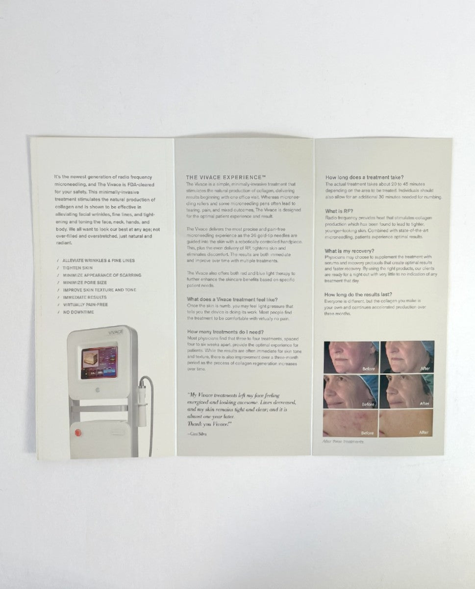 VIVACE Fractional Micro Needle RF Tri-Fold Brochure 51 Pcs