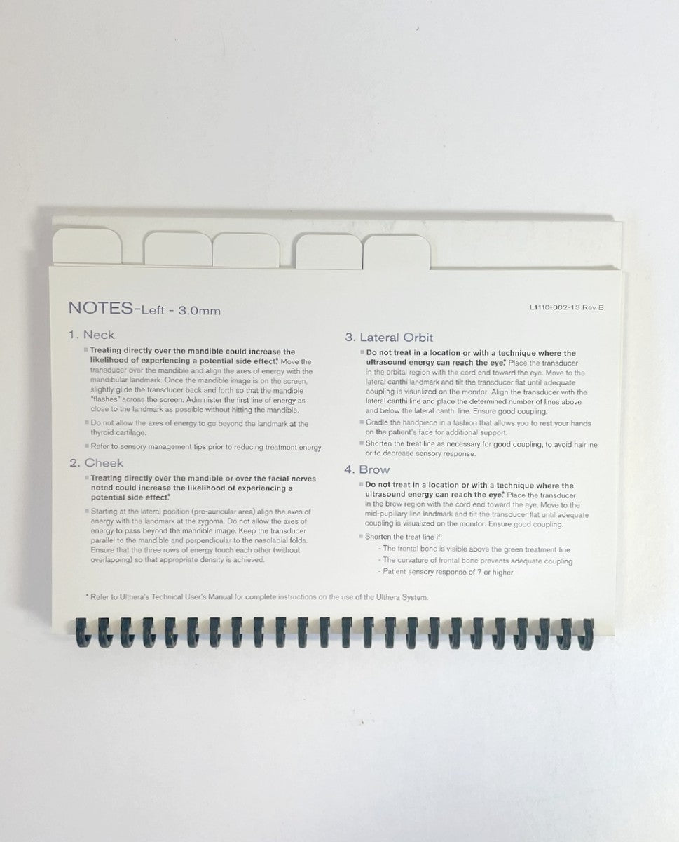 Ulthera, Treatment Reference Guide, P/N L110-002-1 Rev. A