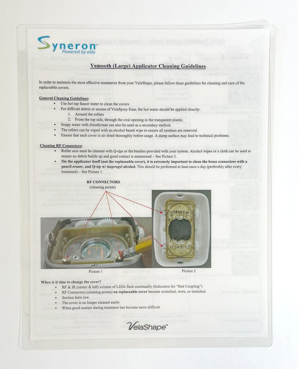 Syneron, Cleaning Guidelines and Quick Troubleshooting Guide - Vsmooth (Large) Applicator