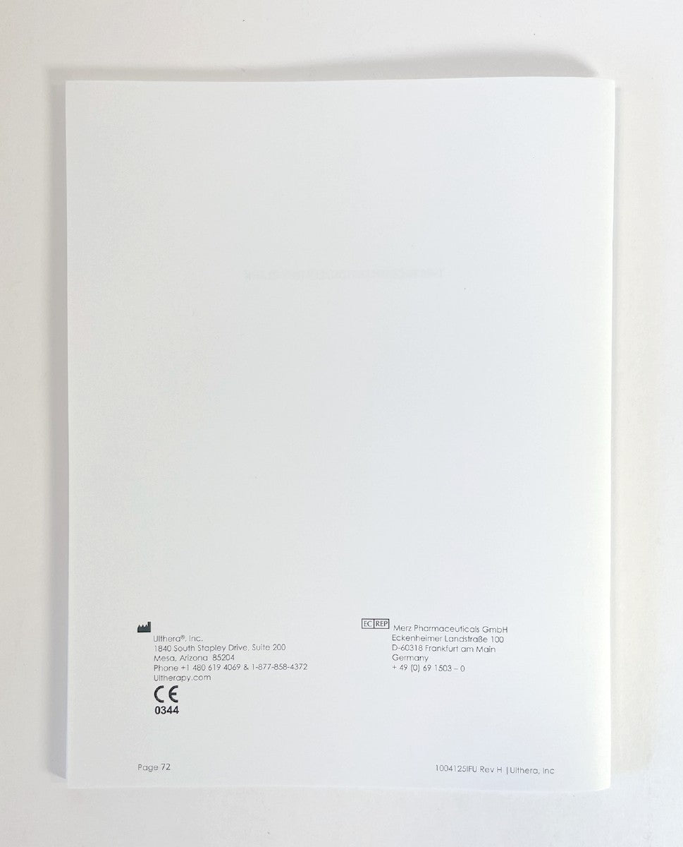 Ulthera System Instructions for Use Manual 1004125IFU