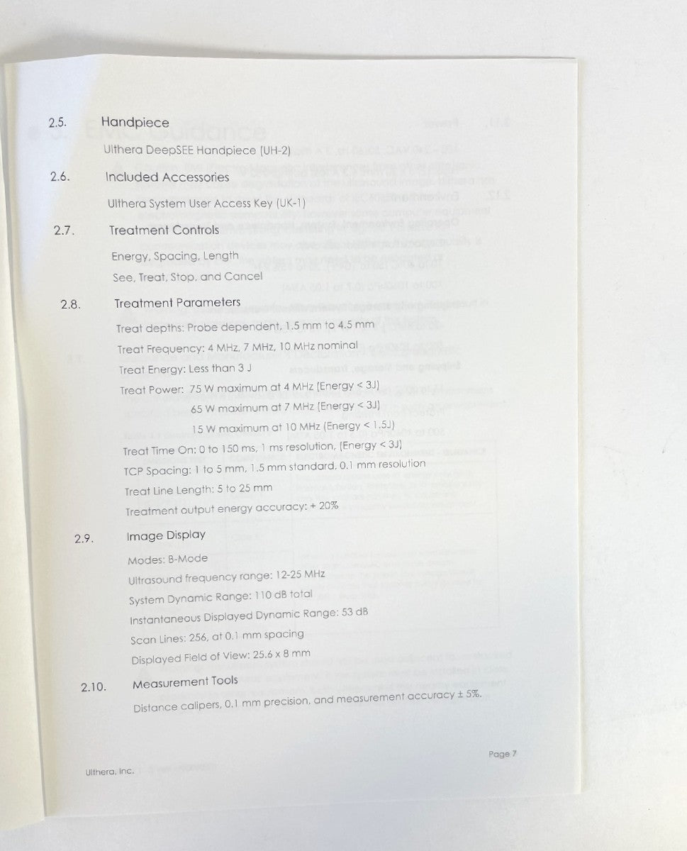 Ulthera System -Information DeepSEE Technical- Manual