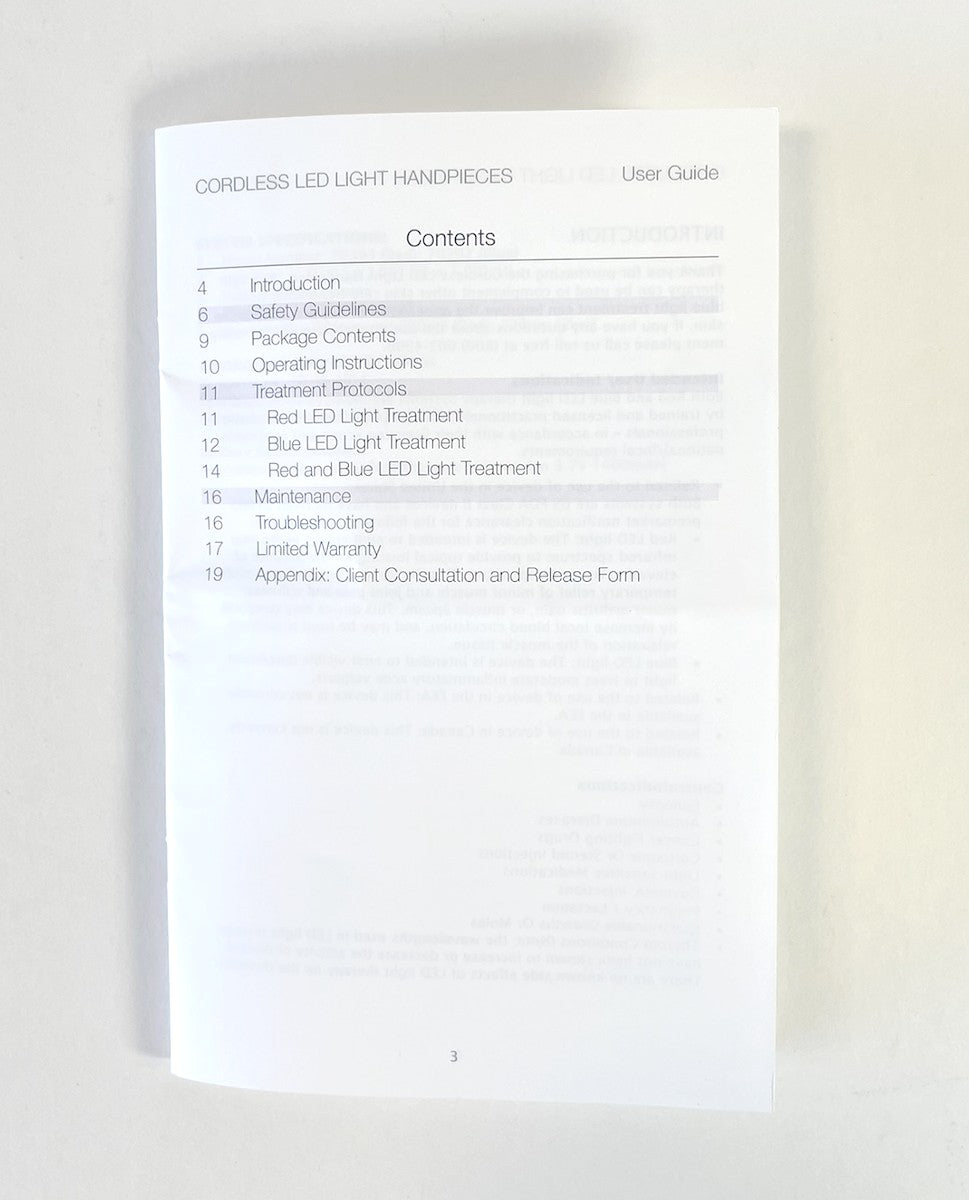Hydrafacial- MD Red Blue LED Light Handpiece- User Guide Manual - Edge