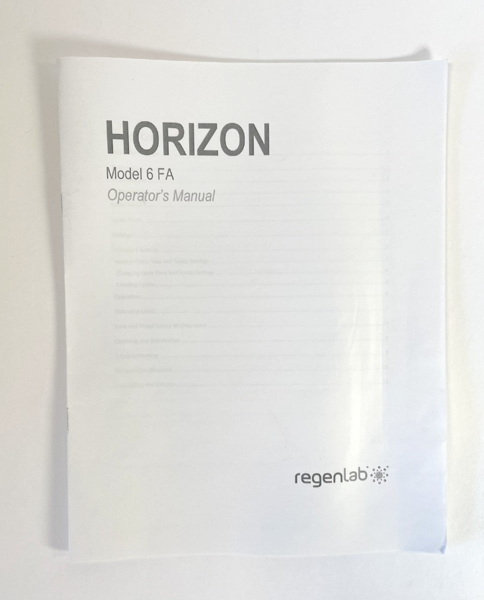Regenlab HORIZON Model 6 FA Operator’s Manual 03-0-0002-0220 Rev A