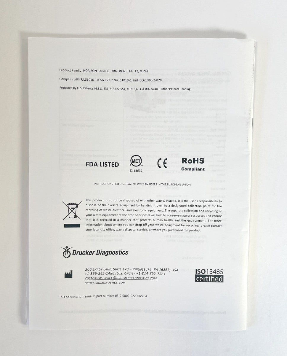 Regenlab HORIZON Model 6 FA Operator’s Manual 03-0-0002-0220 Rev A
