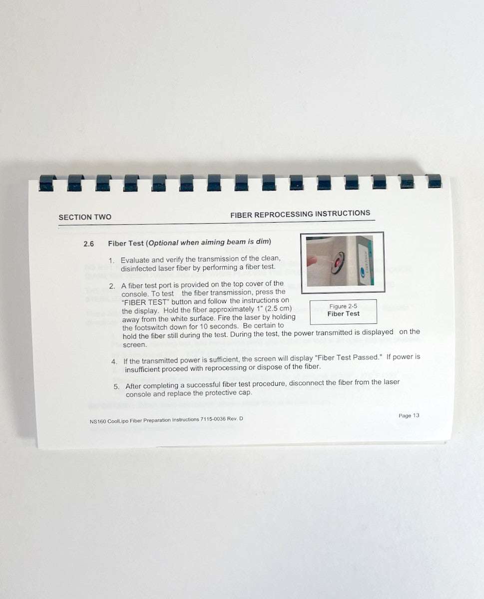 Cooltouch Cool Lipo NS160 Fibers And Handpieces Reparation Instructions 7115-0036 Rev.D