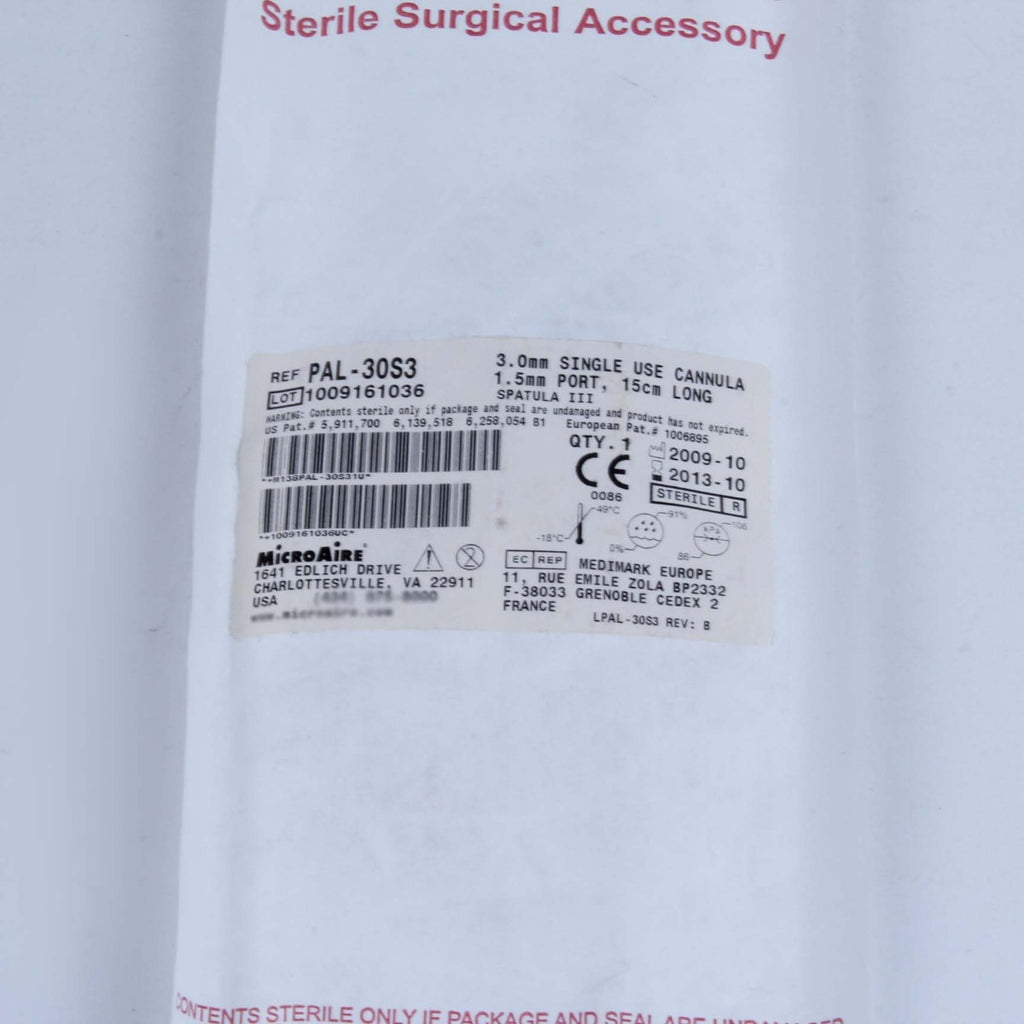 MicroAire PAL Power Cannula 15cm Long 3mm Dia 1.5mm Ports SPATULA III 3 PAL-30S3