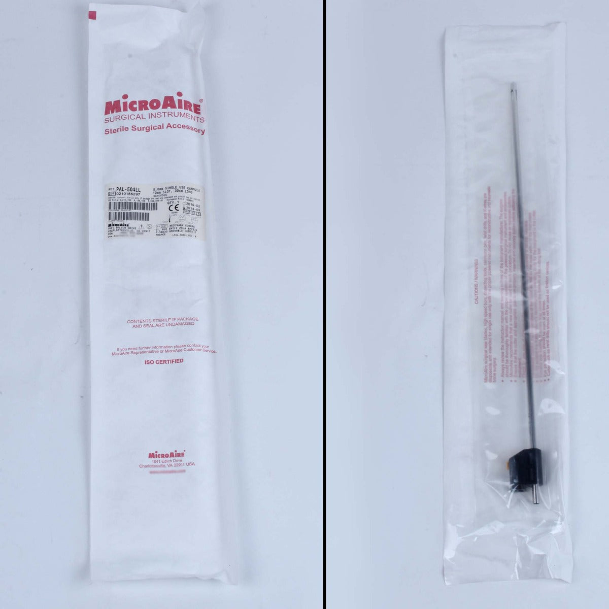 MicroAire PAL Power Cannula 30cm Long 5mm Dia 10mm Ports MERCEDES PAL-504LL