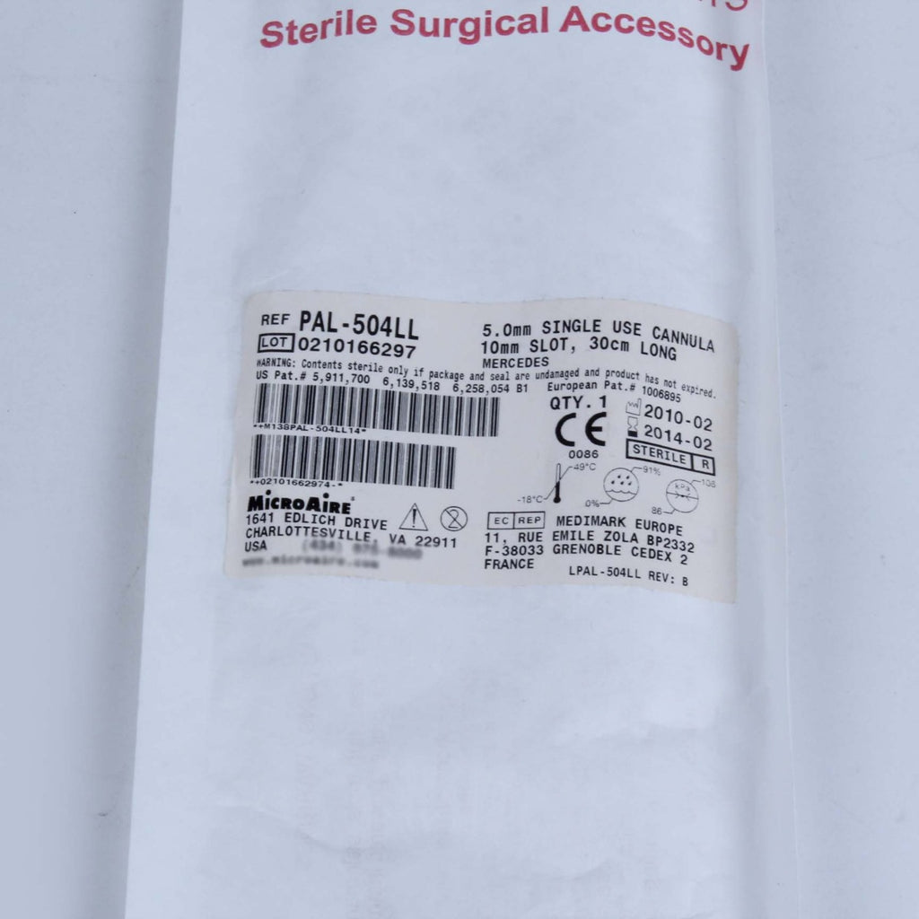 MicroAire PAL Power Cannula 30cm Long 5mm Dia 10mm Ports MERCEDES PAL-504LL