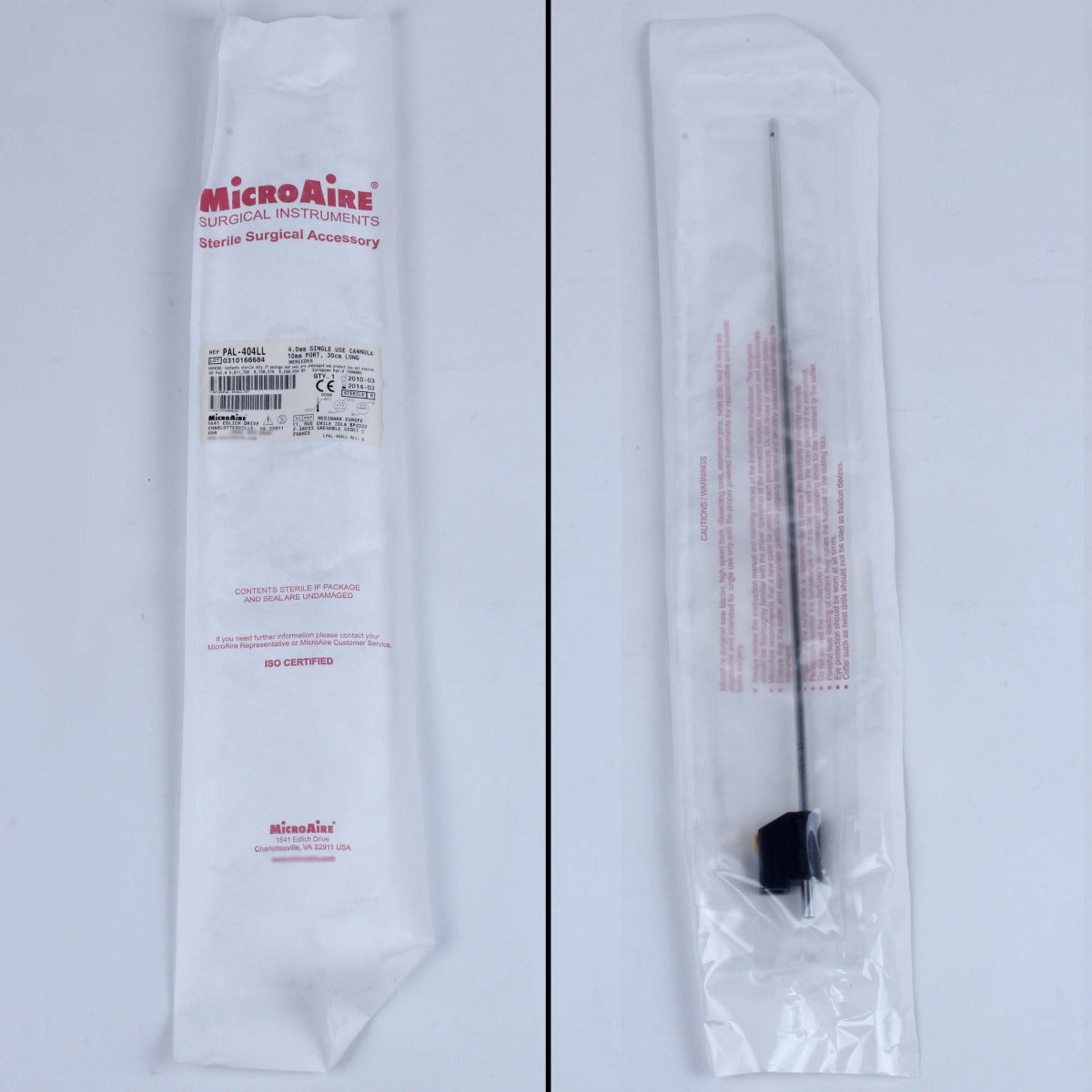 MicroAire PAL Powered Cannula 30cm Long 4mm Dia 10mm Ports MERCEDES PAL-404LL