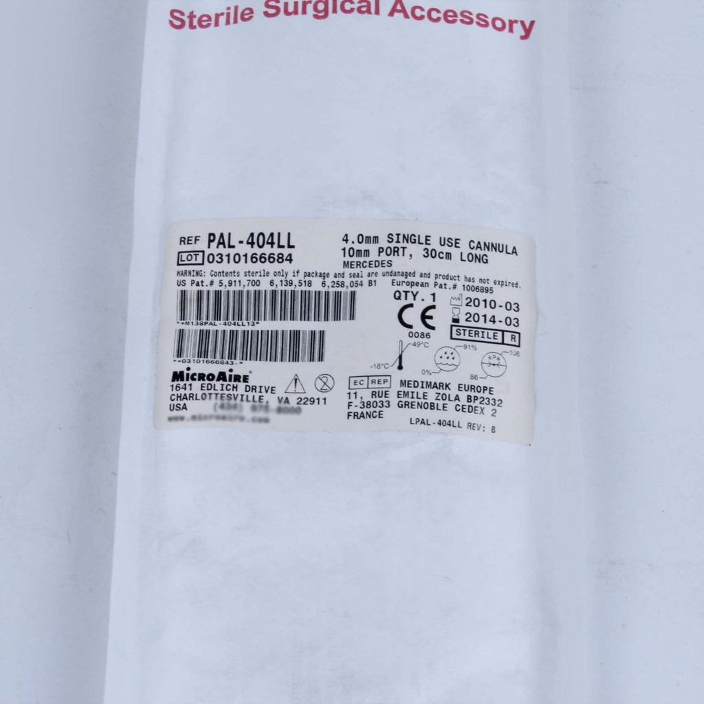 MicroAire PAL Powered Cannula 30cm Long 4mm Dia 10mm Ports MERCEDES PAL-404LL