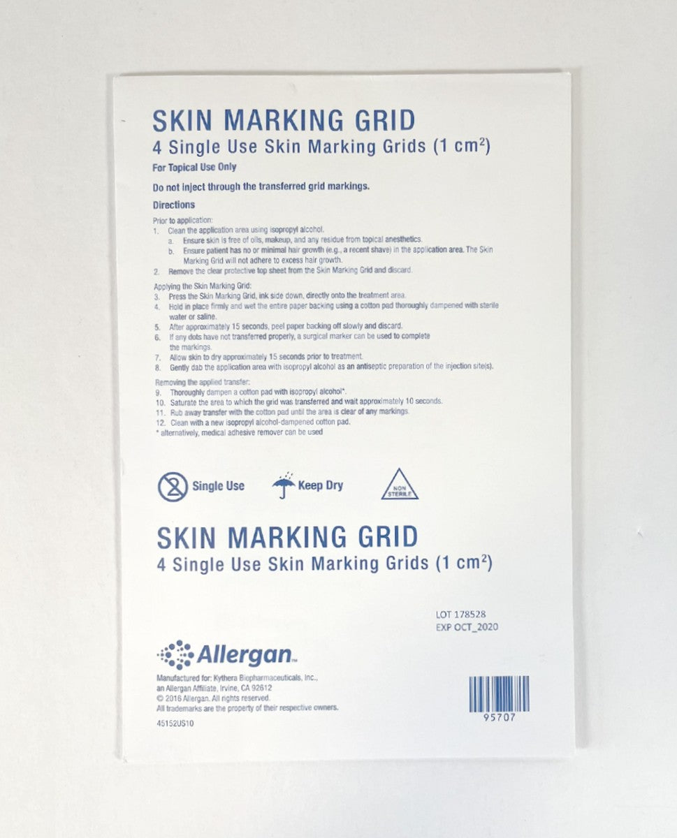 Allergan, Skin Marking Grid, 4 Single Use Skin Marking Grids (1 cm2), 45152US10, EXP 2020-1