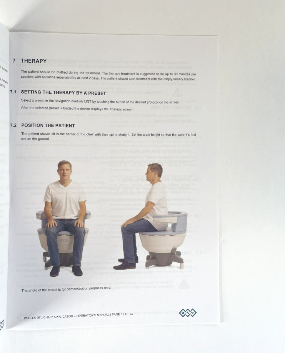 BTL Emsella Chair Applicator Operator Manual 09980MANCENUS01100 - 1