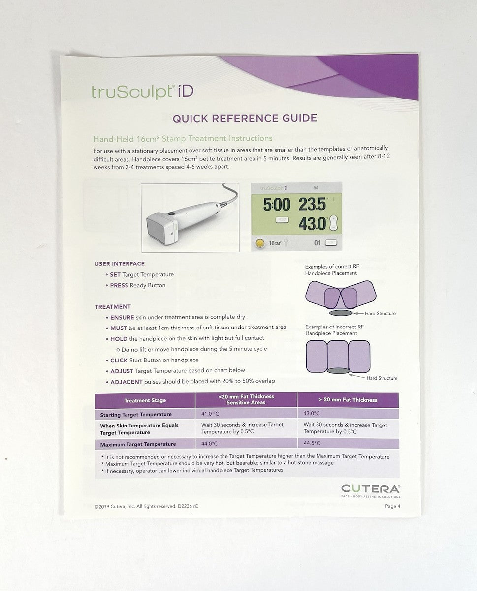 Cutera truSculpt iD QUICK REFERENCE GUIDE D2236 rC 2019