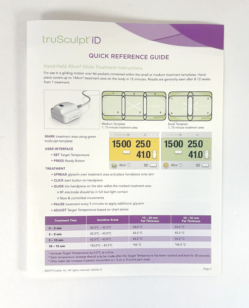 Cutera truSculpt iD QUICK REFERENCE GUIDE D2236 rC 2019
