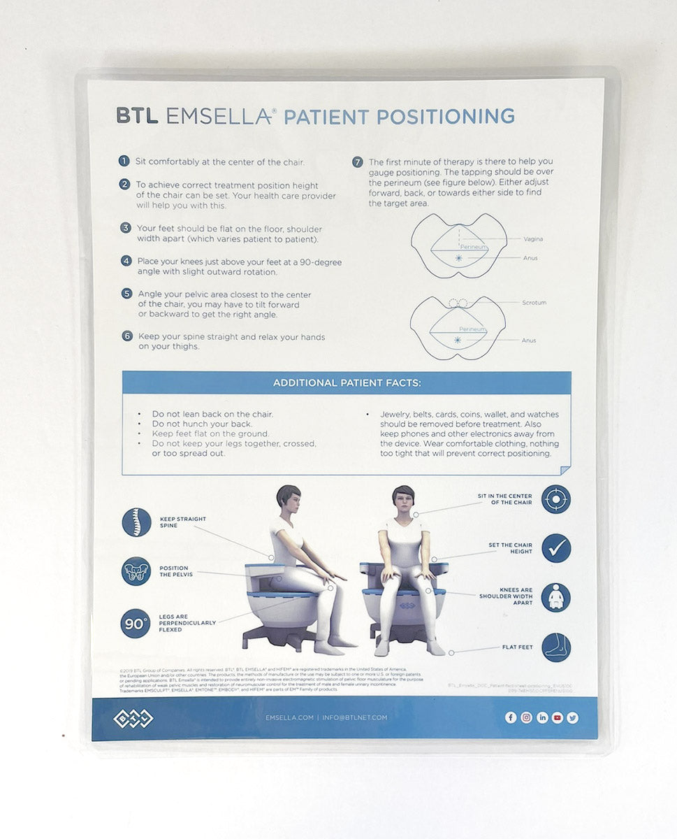 BTL Emsella Patient Fact Sheet Say No To Incontinence Patient Positioning 2019 btl