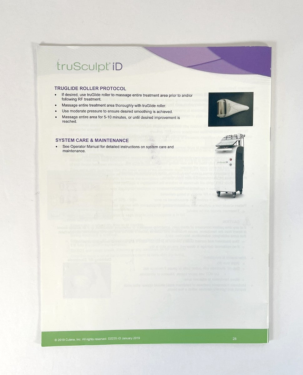 CUTERA, truSculpt Id, TREATMENT GUIDELINES, D2235 rD, January 2019-1