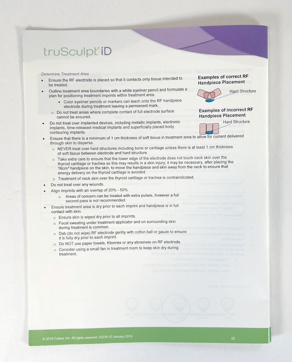 CUTERA, truSculpt Id, TREATMENT GUIDELINES, D2235 rD, January 2019-1