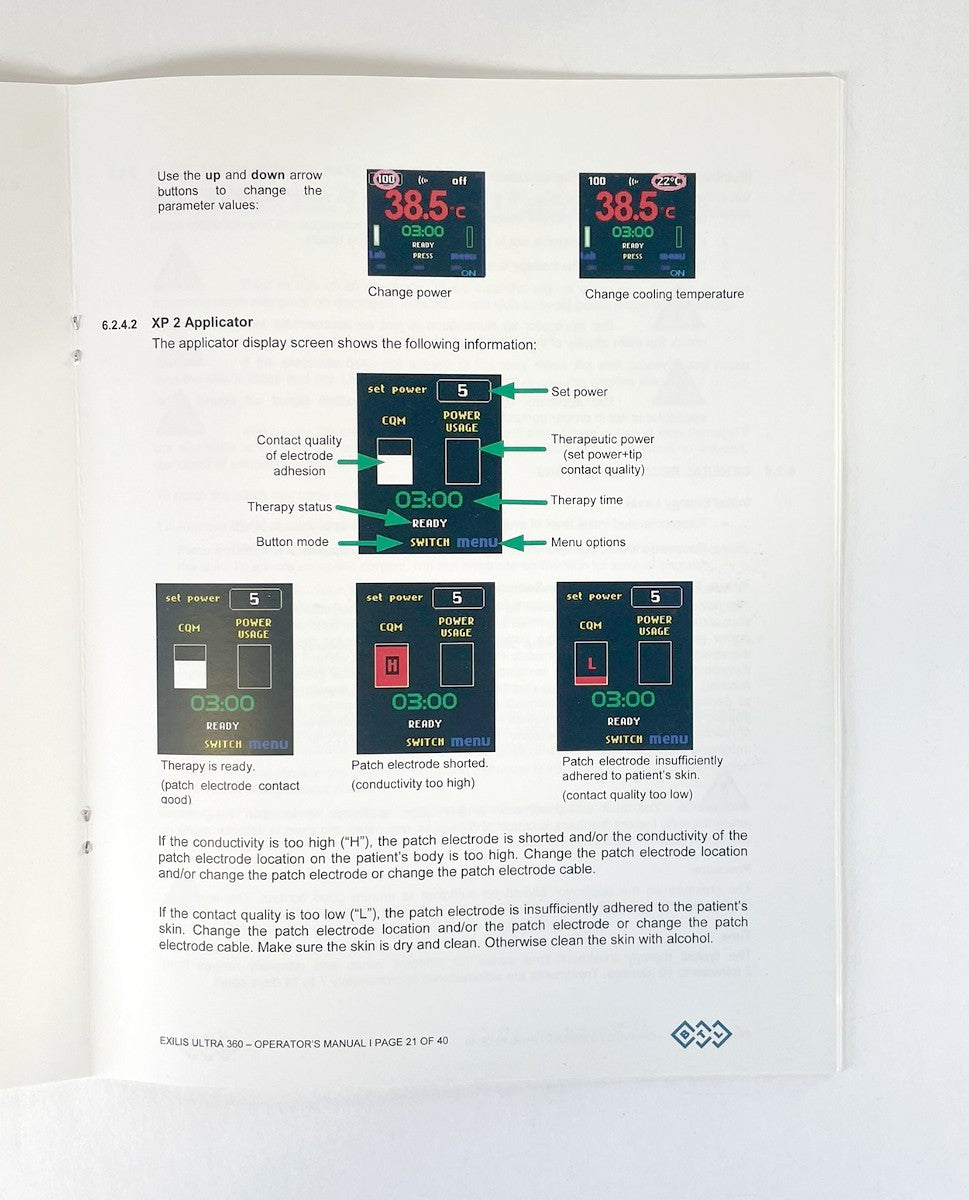BTL Aesthetics EXILIS ULTRA 360 OPERATOR´S MANUAL 715-80MANENUS600