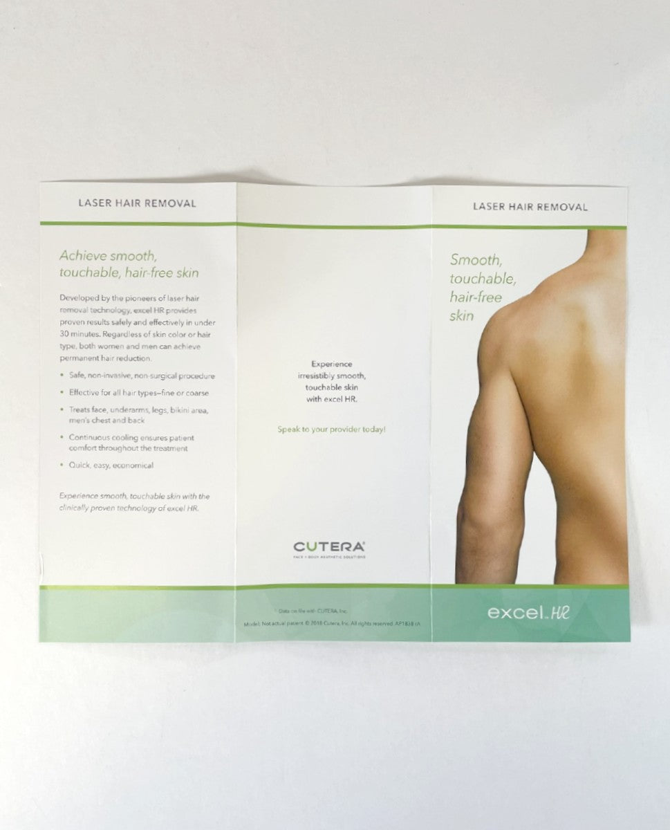 Cutera, ExCel HR, Laser Hair Removal, Smooth touchable hair-free skin, AP1838 rA, Brochure 24 pcs