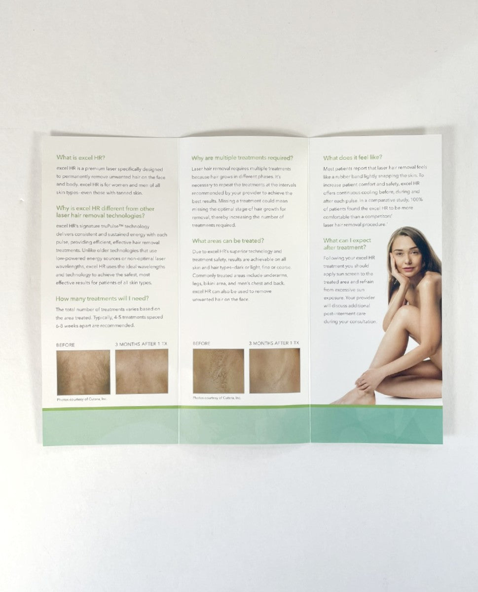 Cutera, ExCel HR, Laser Hair Removal, Smooth touchable hair-free skin, AP1838 rA, Brochure 24 pcs