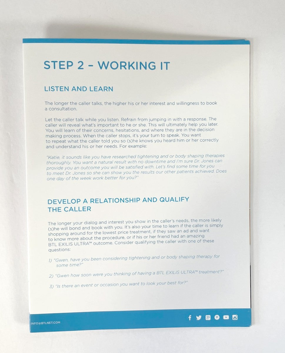 BTL AESTHETICS EXILIS ULTRA PHONE CONSULTATION GUIDE -1