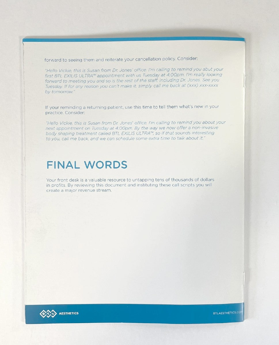 BTL AESTHETICS EXILIS ULTRA PHONE CONSULTATION GUIDE -1