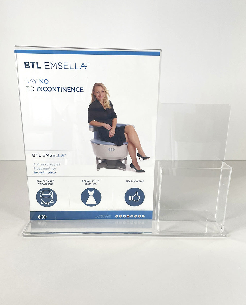 BTL Emsella Say No To Incontinence, A Breakthrough Treatment For Incontinence -Brochure Acrylic stand