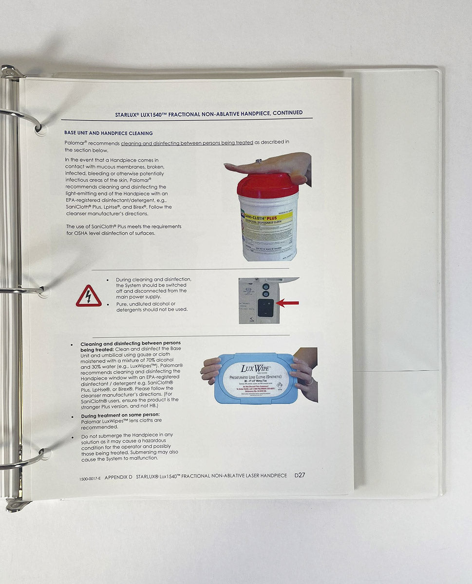 Palomar Icon Laser IPL System Treatment Guidelines Manual 2500-0014-B
