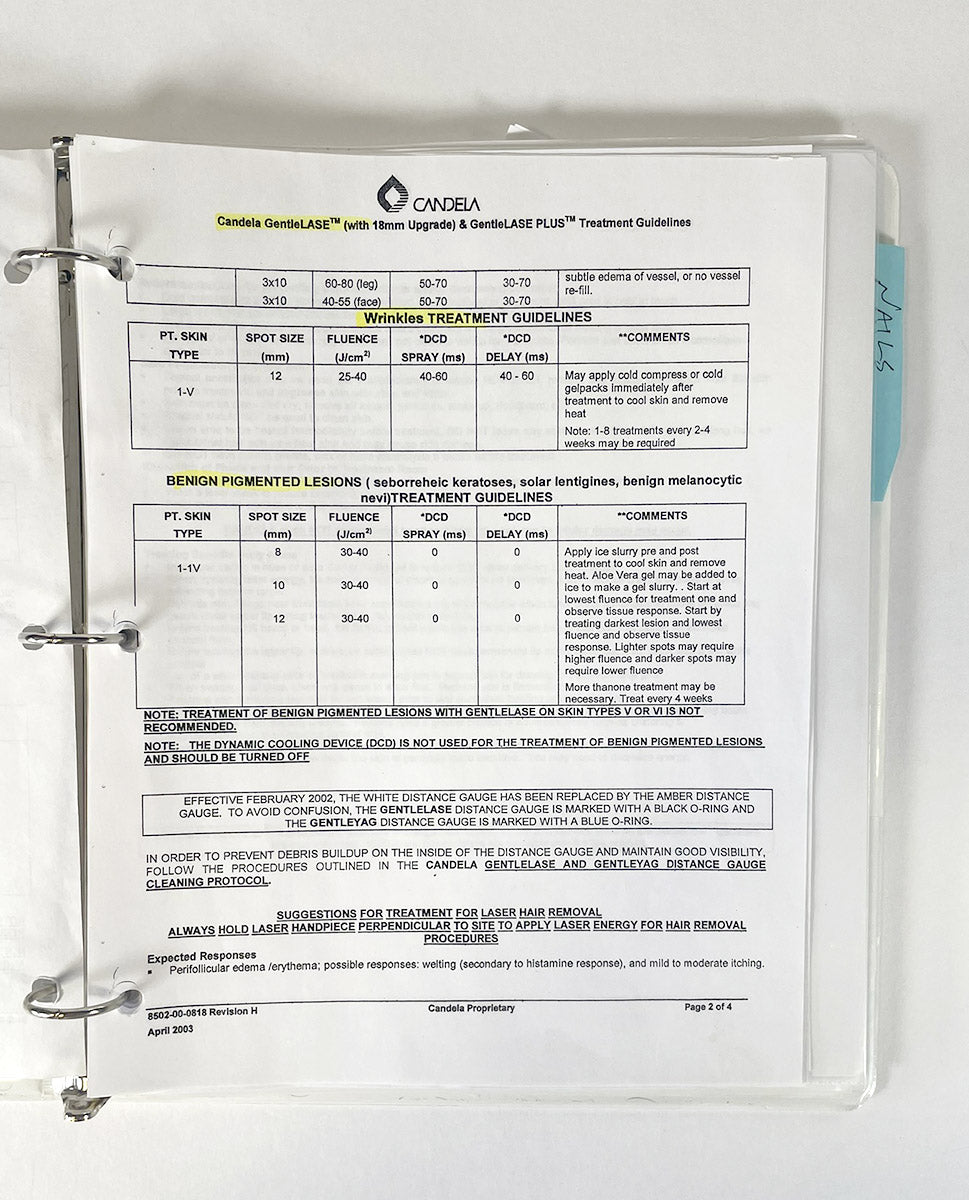 Candela GentleLASE Family of Laser Systems Treatment Guidelines 8502-00-0923 Revision F