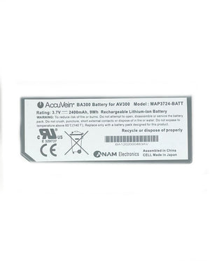 AccuVein, VA300 Battery for AV300, Model: MAP3724-BATT, Rating 3.7 V, 2400 mAh, Rechargeable Lithium-ion Battery
