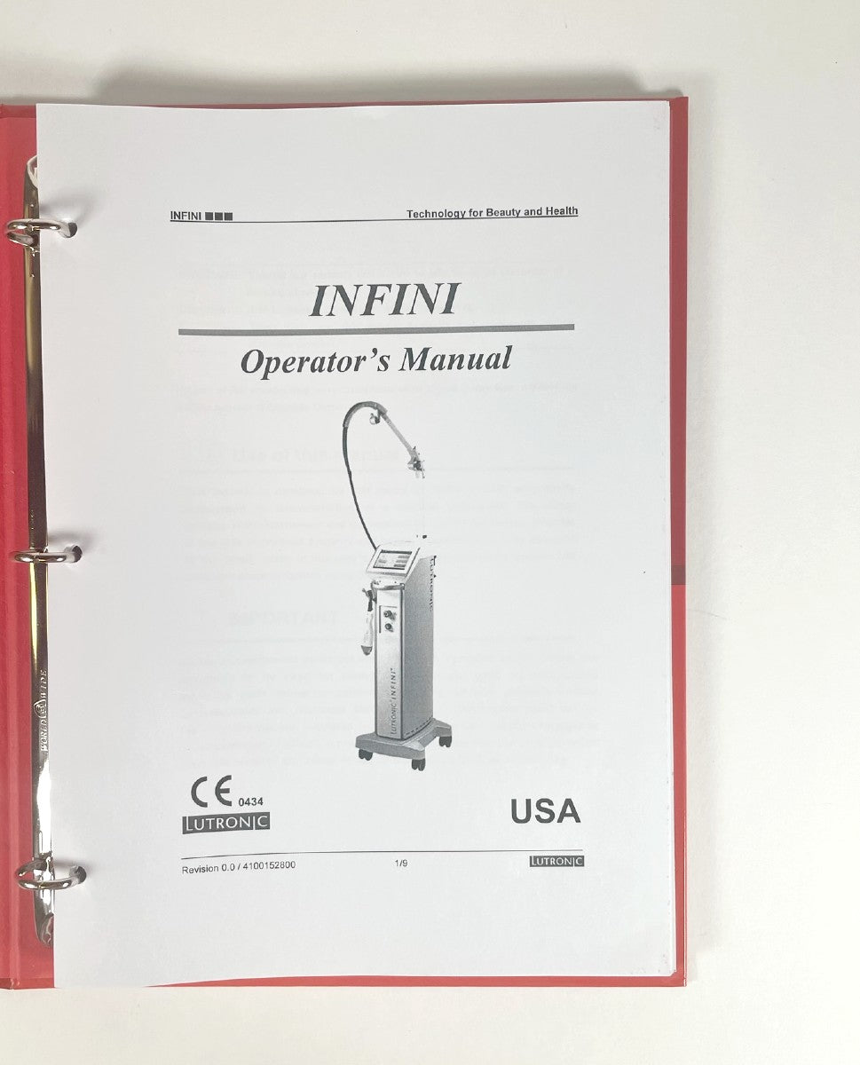 LUTRONIC, INFINI Operator’s Manual, P/N: 0.0/4100152800